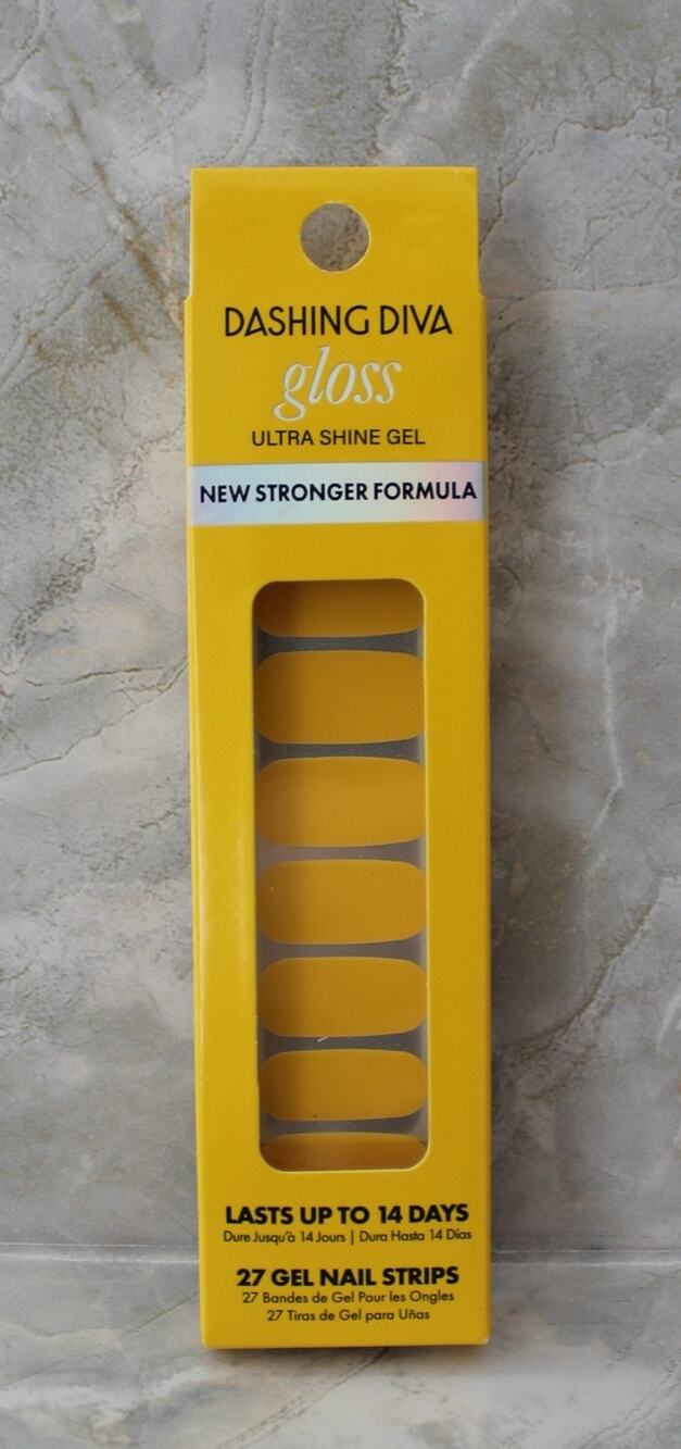 Dashing Diva Gloss Color Gel Nail Polish Strips Yellow Card NEW